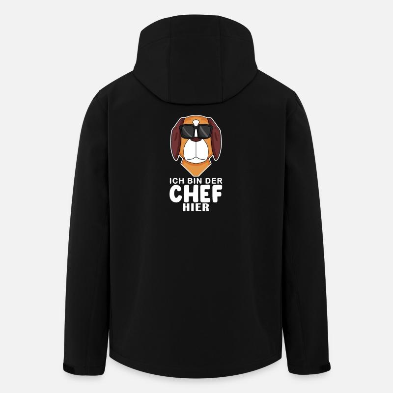 cooler Hund Bernhardiner Chef Spruch - Recycelte Männer Softshell-Jacke von Stanley/Stella - Schwarz