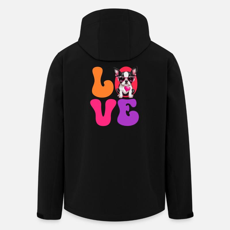 Chien Boston Terrier - Veste softshell homme en polyester recyclé Stanley/Stella - noir