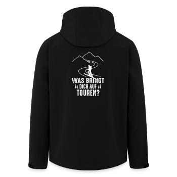Was bringt dich auf Touren? - Recycelte Männer Softshell-Jacke von Stanley/Stella - Schwarz - Hinten - AI Model Male 185 light (185cm)
