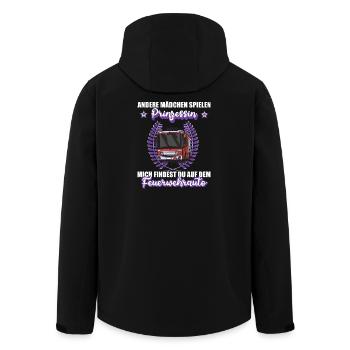 Feuerwehr Feuerwehrauto Feuerwehrfrau Beruf  - Recycelte Männer Softshell-Jacke von Stanley/Stella - Schwarz - Hinten - AI Model Male 185 light (185cm)