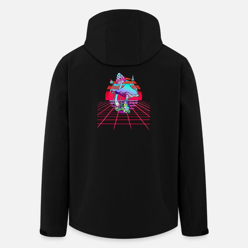 Champignons Psychédéliques - Retro Wave Sunset - Veste softshell homme en polyester recyclé Stanley/Stella - noir