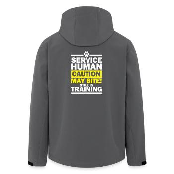 Service Human Caution May Bite Still in Training - Men’s Recycled Softshell Jacket by Stanley/Stella - anthracite - Back - AI Model Male 185 light (185cm)