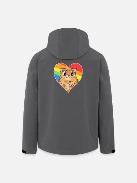 Rainbow - Cat with heart - Men’s Recycled Softshell Jacket by Stanley/Stella - black