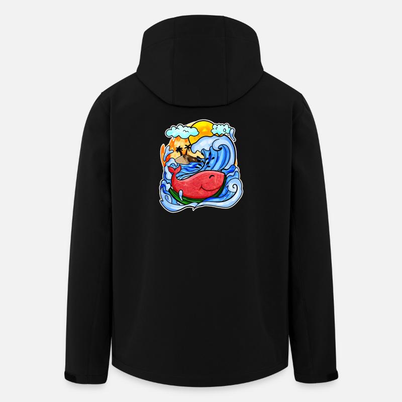 Watermelon Whale - Men’s Recycled Softshell Jacket by Stanley/Stella - black