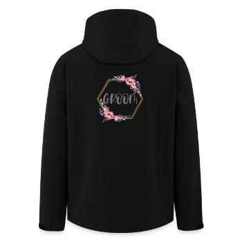 Marié Mariage Fiançailles Enterrement de vie de garçon LGBT Gay Cadeau - Veste softshell homme en polyester recyclé Stanley/Stella - noir - Dos - AI Model Male 185 light (185cm)
