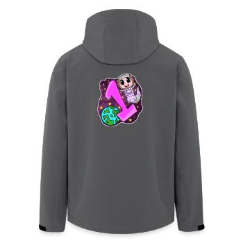 1 year old - Enrollment - Axolotl motif - Men’s Recycled Softshell Jacket by Stanley/Stella - anthracite - Back - AI Model Male 185 light (185cm)