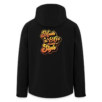 Made in the 80s Fin farbenfroh - Recycelte Männer Softshell-Jacke von Stanley/Stella - Schwarz - Hinten - AI Model Male 185 light (185cm)