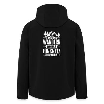 Wanderlust Netzlos im Funkloch - Recycelte Männer Softshell-Jacke von Stanley/Stella - Schwarz - Hinten - AI Model Male 185 light (185cm)