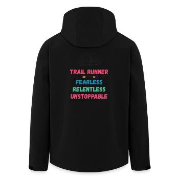 Trail Runner - Furchtlos. Unerbittlich. Unaufhaltsam. - Recycelte Männer Softshell-Jacke von Stanley/Stella - Schwarz - Hinten - AI Model Male 185 light (185cm)