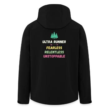 Ultra Runnner - Furchtlos. Unerbittlich. Unaufhaltsam. - Recycelte Männer Softshell-Jacke von Stanley/Stella - Schwarz - Hinten - AI Model Male 185 light (185cm)