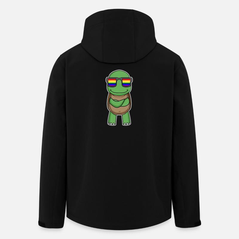 Rainbow - Turtle with glasses - Men’s Recycled Softshell Jacket by Stanley/Stella - black
