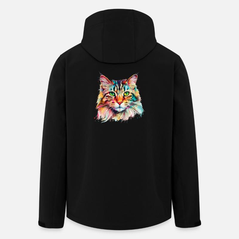 Bunte psychedelische Maine Coon Katze - Recycelte Männer Softshell-Jacke von Stanley/Stella - Schwarz