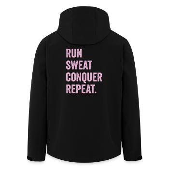 Courir. Sueur. Conquérir. Répéter. - Veste softshell homme en polyester recyclé Stanley/Stella - noir - Dos - AI Model Male 185 light (185cm)