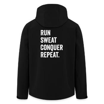 Courir. Sueur. Conquérir. Répéter. - Veste softshell homme en polyester recyclé Stanley/Stella - noir - Dos - AI Model Male 185 light (185cm)