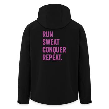 Courir. Sueur. Conquérir. Répéter. - Veste softshell homme en polyester recyclé Stanley/Stella - noir - Dos - AI Model Male 185 light (185cm)