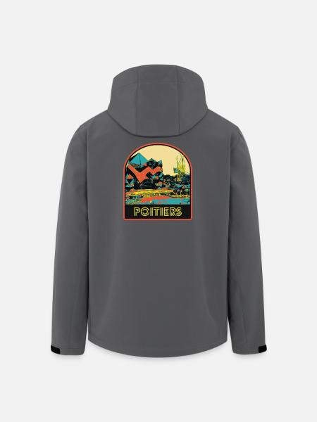 Futuroscope illustration escutcheon, Poitiers France - Men’s Recycled Softshell Jacket by Stanley/Stella - black