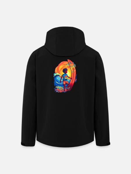 Surfer with sunbeam motif - Men’s Recycled Softshell Jacket by Stanley/Stella - black