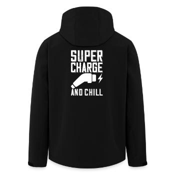 Supercharge And Chill - for electric car fans - Men’s Recycled Softshell Jacket by Stanley/Stella - black - Back - AI Model Male 185 light (185cm)