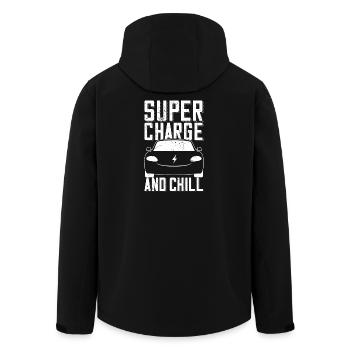 Supercharge And Chill - for electric car fans - Men’s Recycled Softshell Jacket by Stanley/Stella - black - Back - AI Model Male 185 light (185cm)