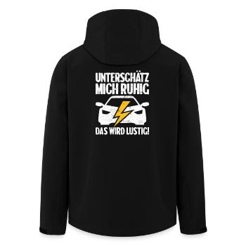 Unterschätz mich ruhig E-Auto Elektro Fahrer - Recycelte Männer Softshell-Jacke von Stanley/Stella - Schwarz - Hinten - AI Model Male 185 light (185cm)