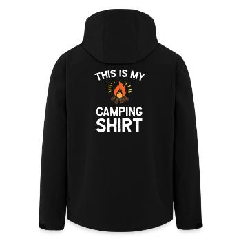 Das ist mein Camping-Shirt - Recycelte Männer Softshell-Jacke von Stanley/Stella - Schwarz - Hinten - AI Model Male 185 light (185cm)