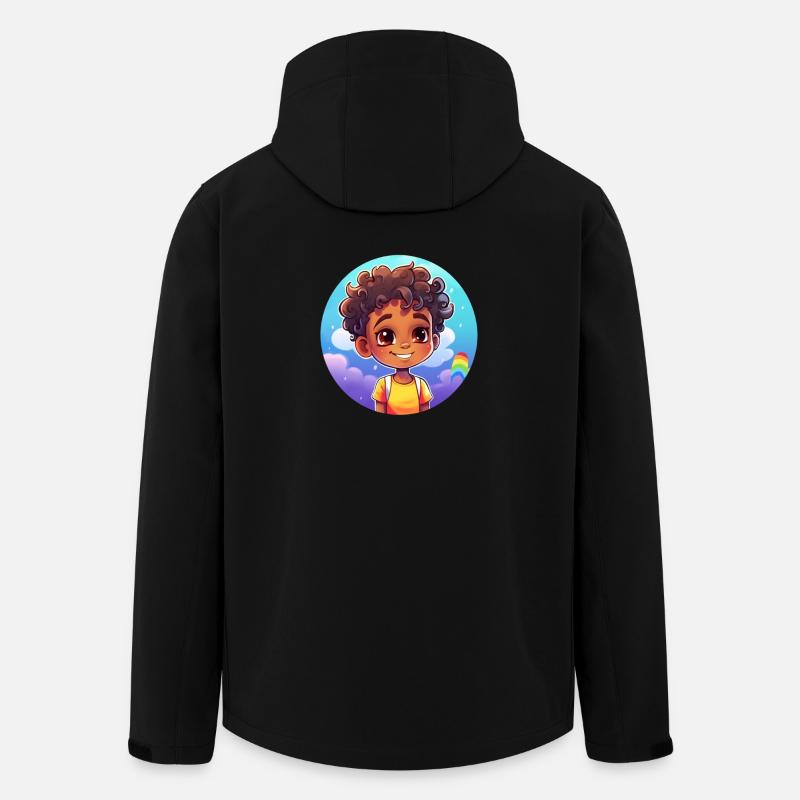 Lebensfroher Kindercharakter mit Regenbogen - Recycelte Männer Softshell-Jacke von Stanley/Stella - Schwarz