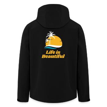 Life is Beautiful - Men’s Recycled Softshell Jacket by Stanley/Stella - black - Back - AI Model Male 185 light (185cm)