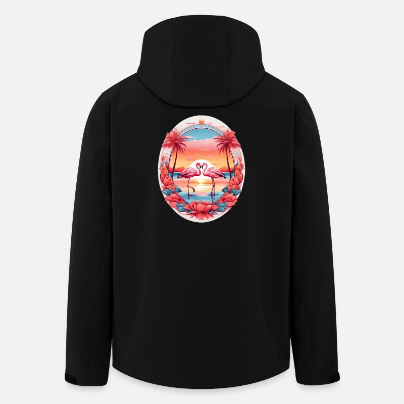 Flamants roses - Veste softshell homme en polyester recyclé Stanley/Stella - noir