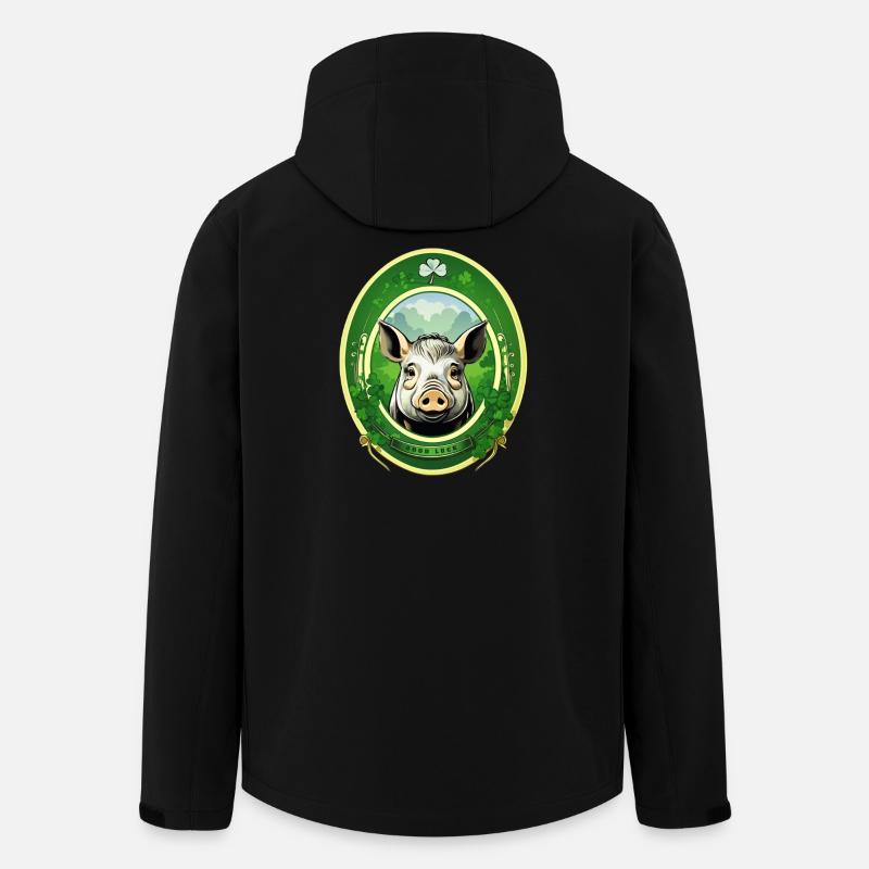 Cochon chanceux avec trèfles - Veste softshell homme en polyester recyclé Stanley/Stella - noir