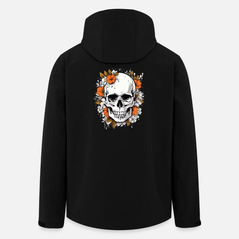 Totenkopf mit Blumen - Recycelte Männer Softshell-Jacke von Stanley/Stella - Schwarz