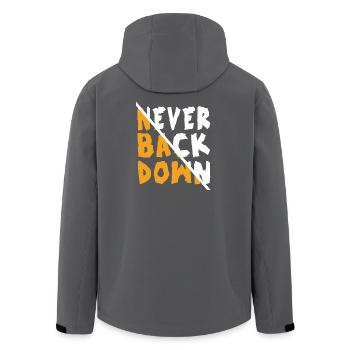 Never Back Down Design - Recycelte Männer Softshell-Jacke von Stanley/Stella - Anthrazit - Hinten - AI Model Male 185 light (185cm)