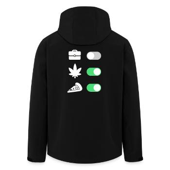 High on Life – Pizza & Chill, No Work - Recycelte Männer Softshell-Jacke von Stanley/Stella - Schwarz - Hinten - AI Model Male 185 light (185cm)