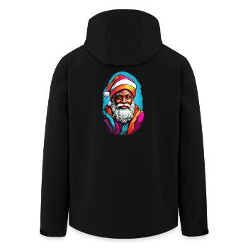 Père Noël festif avec écharpe colorée - Veste softshell homme en polyester recyclé Stanley/Stella - noir - Dos - AI Model Male 185 light (185cm)