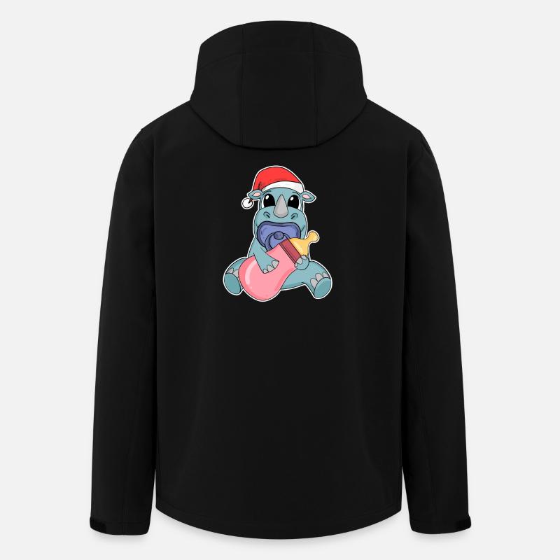 Rhinocéros Bébé Noël - Veste softshell homme en polyester recyclé Stanley/Stella - noir