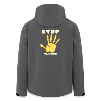 Stop Parle à ma main- Design de main drôle - Veste softshell homme en polyester recyclé Stanley/Stella - noir - Dos - AI Model Male 185 light (185cm)
