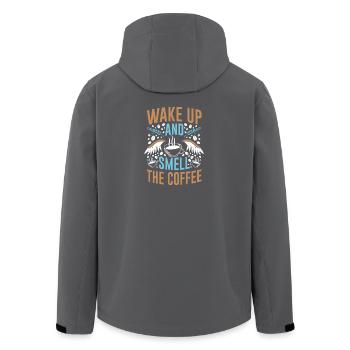Wake Up and Smell the Coffee - Men’s Recycled Softshell Jacket by Stanley/Stella - black - Back - AI Model Male 185 light (185cm)