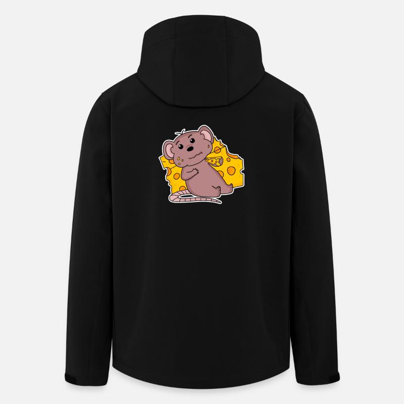 Maus Motiv mit Käse - Recycelte Männer Softshell-Jacke von Stanley/Stella - Schwarz