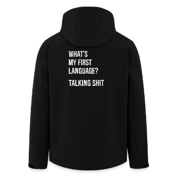 quelle est ma langue maternelle parler de la merde chemise drôle - Veste softshell homme en polyester recyclé Stanley/Stella - noir - Dos - AI Model Male 185 light (185cm)