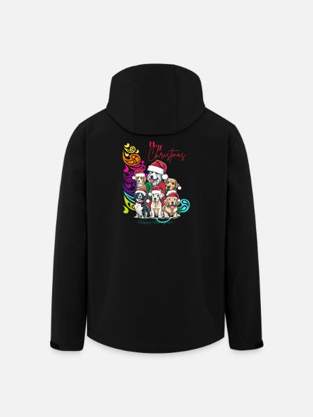 Festive Dog Squad Christmas Design - Men’s Recycled Softshell Jacket by Stanley/Stella - black