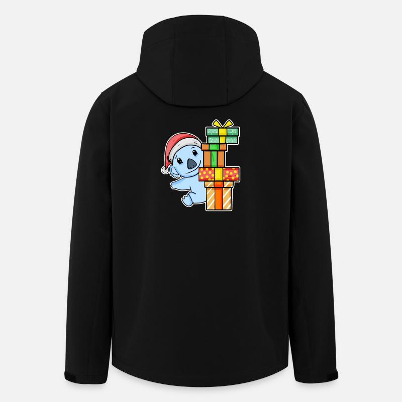 Koala mit Weihnachtsmütze und Weihnachtsgeschenk - Recycelte Männer Softshell-Jacke von Stanley/Stella - Schwarz