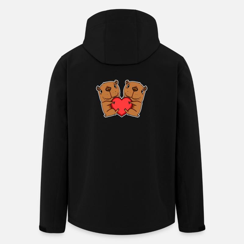 Capybara Capybara Heart Love - Men’s Recycled Softshell Jacket by Stanley/Stella - black