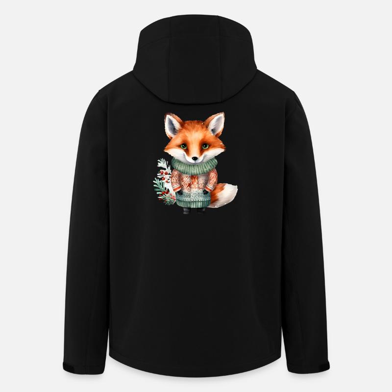 Winter fox in sweater - Men’s Recycled Softshell Jacket by Stanley/Stella - black