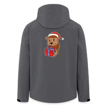 Bison avec chapeau de Père Noël et cadeau de Noël - Veste softshell homme en polyester recyclé Stanley/Stella - noir - Dos - AI Model Male 185 light (185cm)