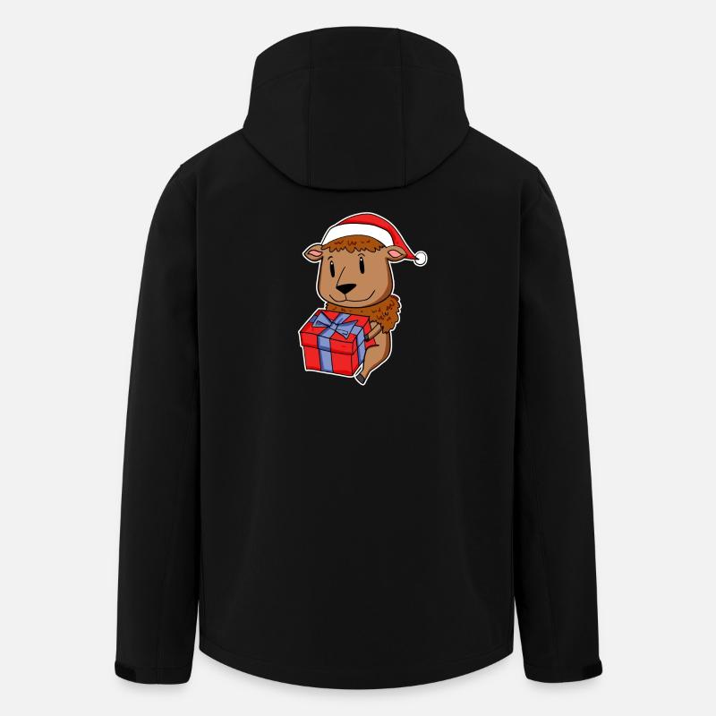 Bison mit Weihnachtsmütze und Weihnachtsgeschenk - Recycelte Männer Softshell-Jacke von Stanley/Stella - Schwarz