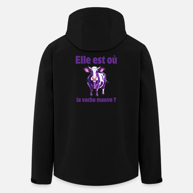vache, vache humour, vache mauve - Veste softshell homme en polyester recyclé Stanley/Stella - noir