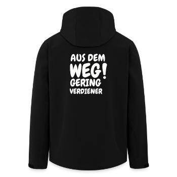 Aus dem Weg Geringverdiener Meme Sprüche - Recycelte Männer Softshell-Jacke von Stanley/Stella - Schwarz - Hinten - AI Model Male 185 light (185cm)