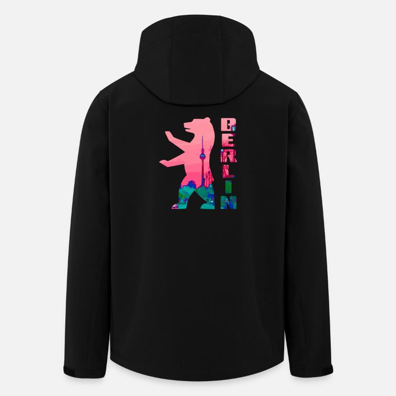 Berlin Bear Neon Silhouette - Men’s Recycled Softshell Jacket by Stanley/Stella - black