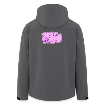 Schwein Familie - Schwein mit Baby - Recycelte Männer Softshell-Jacke von Stanley/Stella - Anthrazit - Hinten - AI Model Male 185 light (185cm)