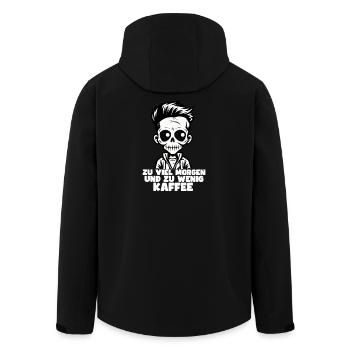 Coffee Saying T-Shirt Design - Men’s Recycled Softshell Jacket by Stanley/Stella - black - Back - AI Model Male 185 light (185cm)