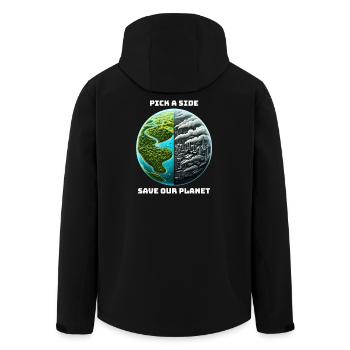 Climate change action - Men’s Recycled Softshell Jacket by Stanley/Stella - black - Back - AI Model Male 185 light (185cm)
